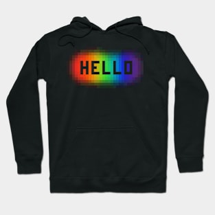 Pixelated Stencilled Hello on Rainbow Spraypaint Hoodie